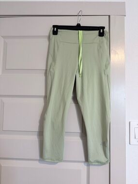 adidas Light Green Running Crop Pants with Drawstring